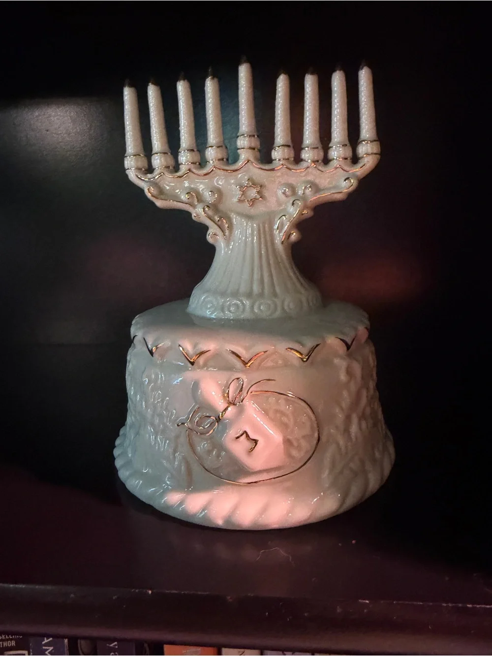 Vintage Crown Accents Musical Hanukkah Menorah Music Box Holiday Decor